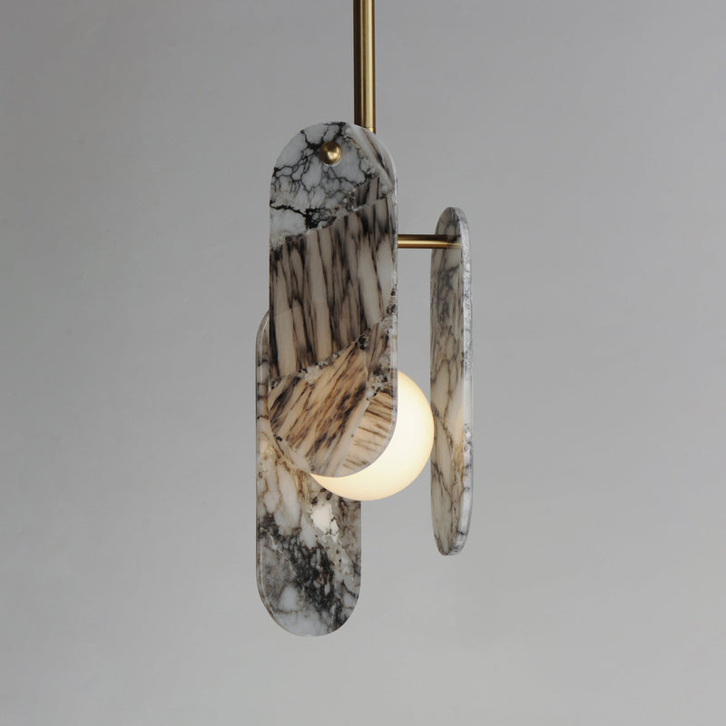 Megalith Cord Hung Pendant in Natural Aged Brass
