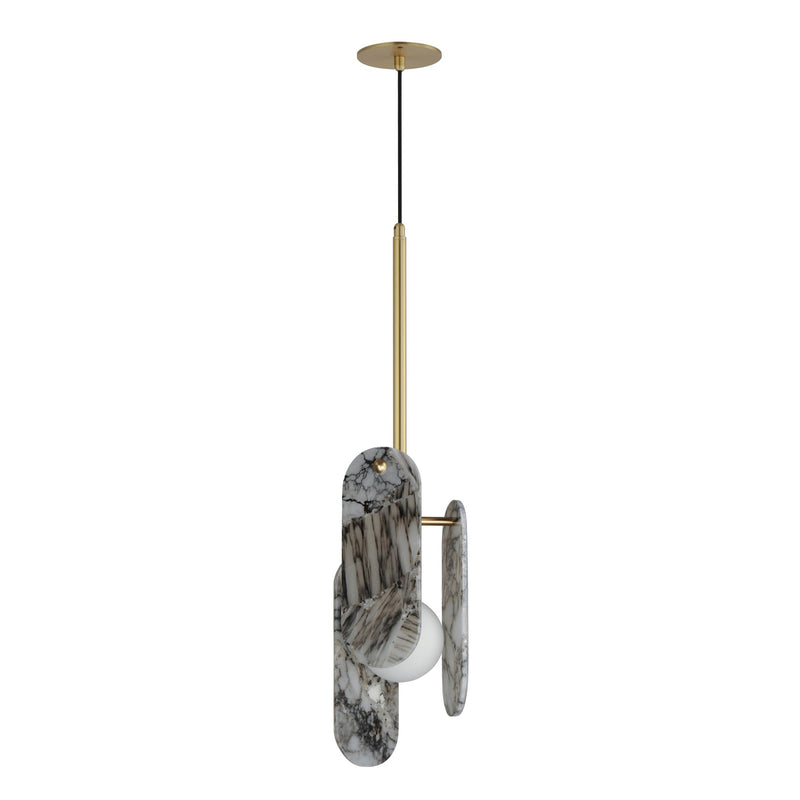 Megalith Cord Hung Pendant in Natural Aged Brass