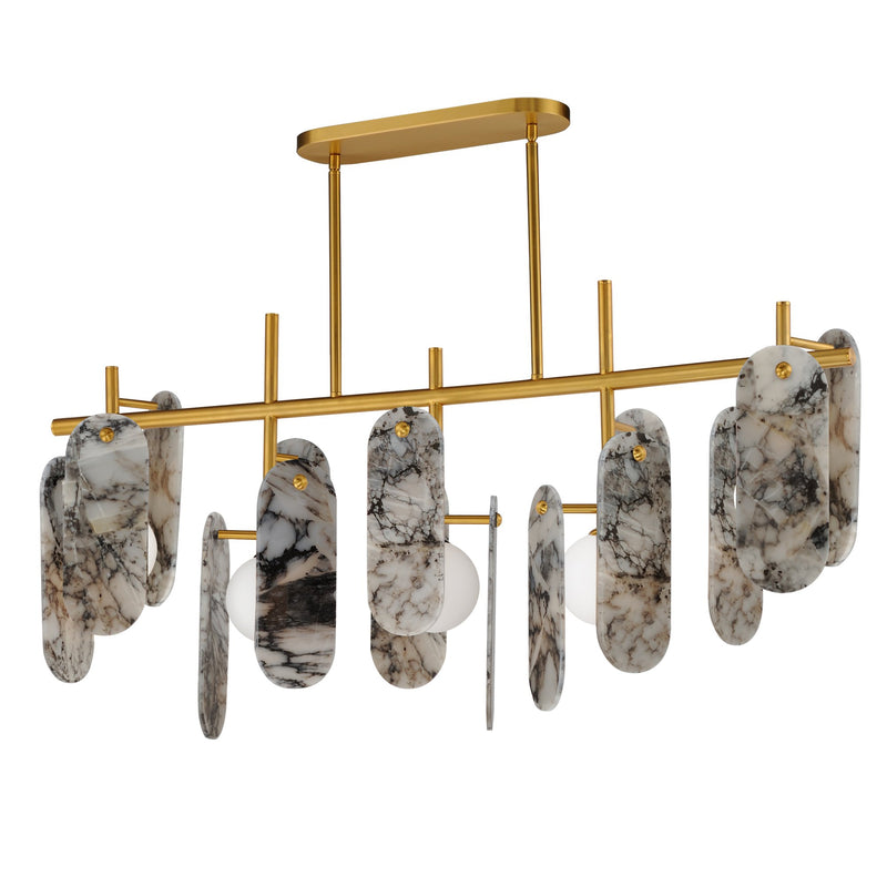 Megalith 5-Light Linear Pendant in Natural Aged Brass