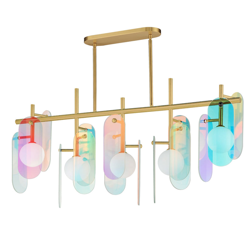 Megalith 5-Light Linear Pendant in Natural Aged Brass