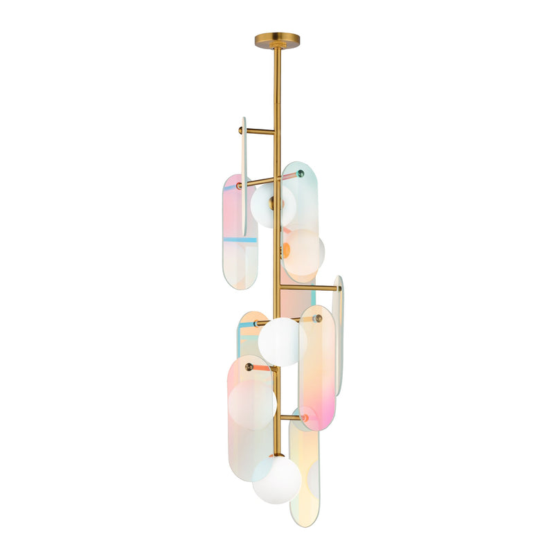 Megalith 5-Light Vertical Pendant in Natural Aged Brass