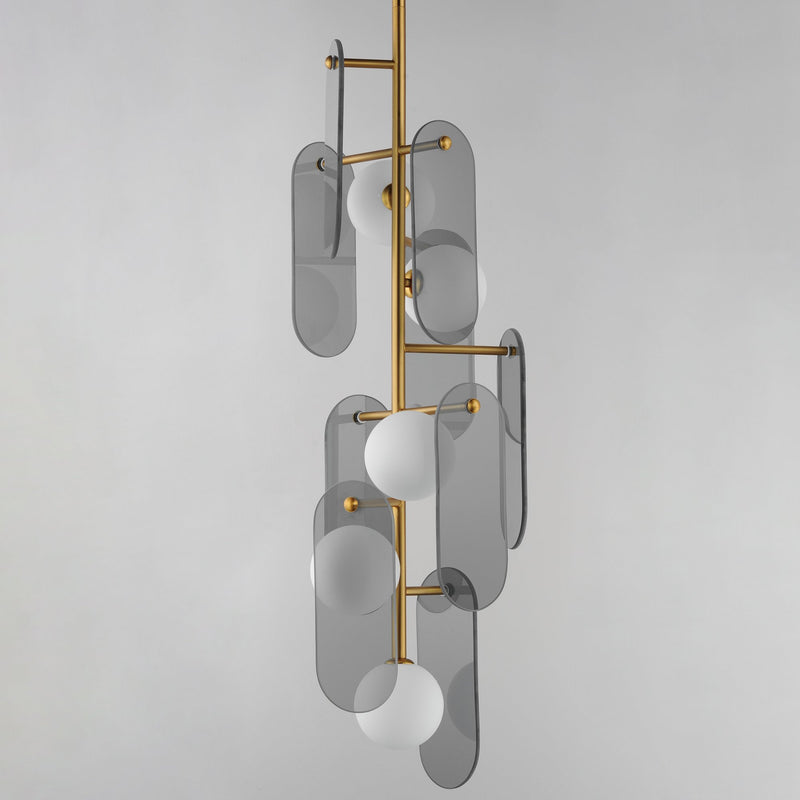 Megalith 5-Light Vertical Pendant in Natural Aged Brass