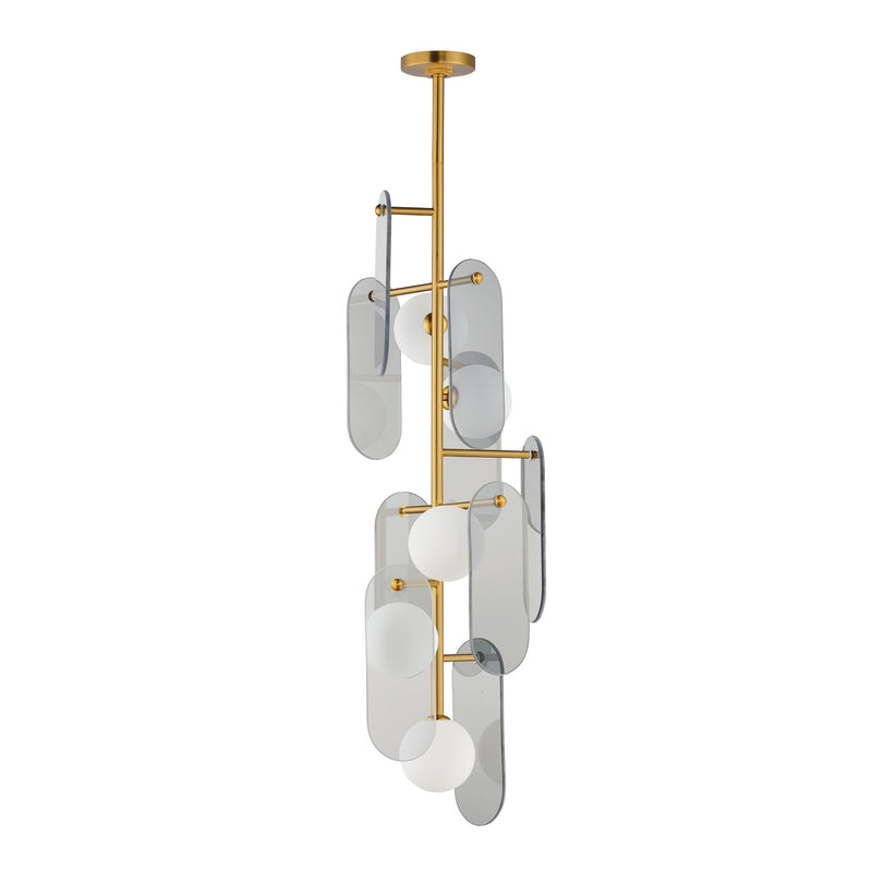 Megalith 5-Light Vertical Pendant in Natural Aged Brass