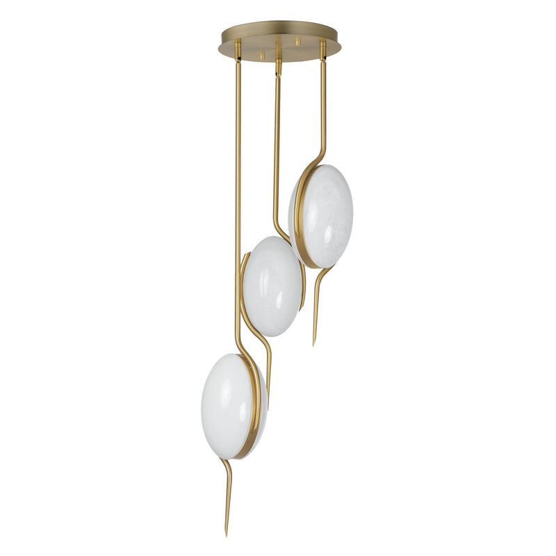 Locket 3-Light LED Pendant in Natural Aged Brass