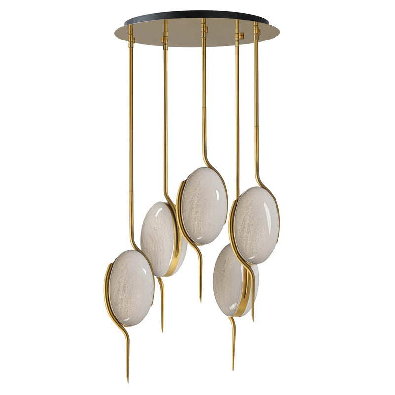 Locket 5-Light LED Pendant in Natural Aged Brass