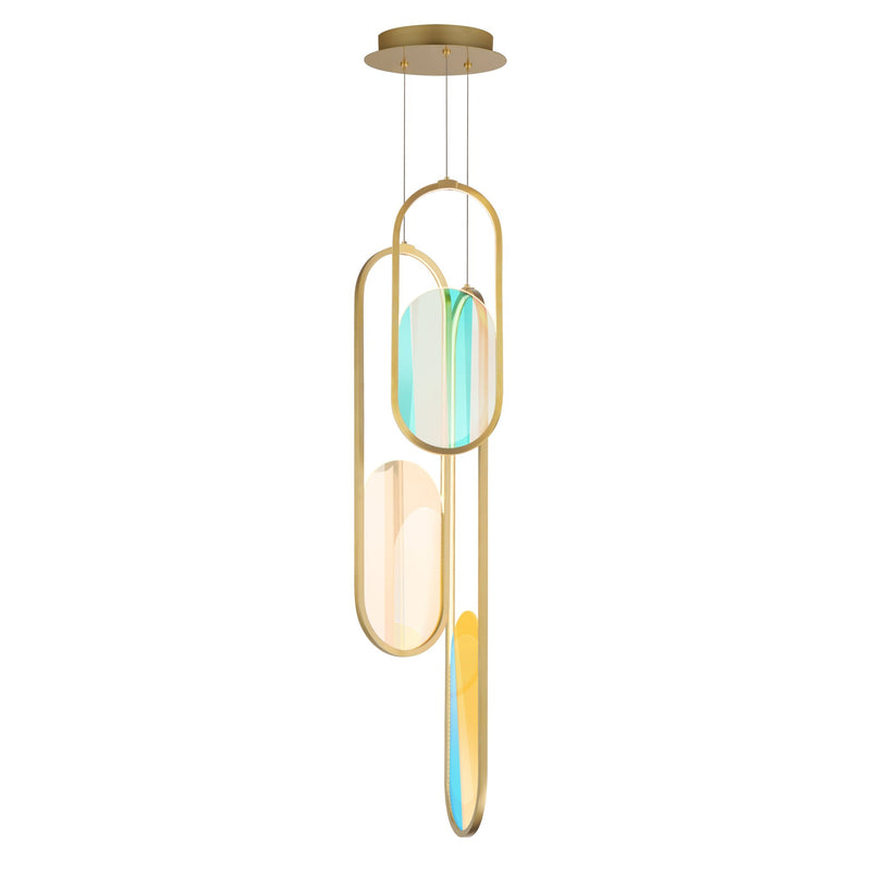 Trance 3-Light LED Pendant in Natural Aged Brass