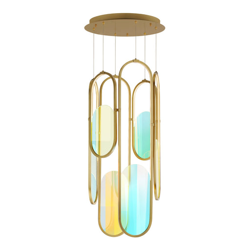 Trance 6-Light LED Pendant in Natural Aged Brass