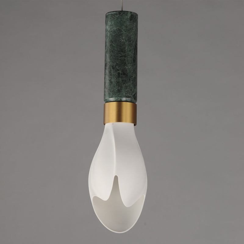 Burgeon LED Single Pendant in Natural Aged Brass