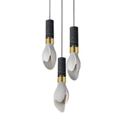 Burgeon 3-Light Pendant in Black Marble / Natural Aged Brass