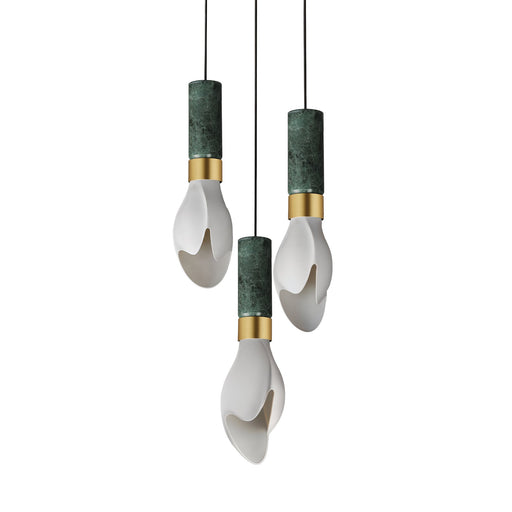 Burgeon 3-Light Pendant in Natural Aged Brass