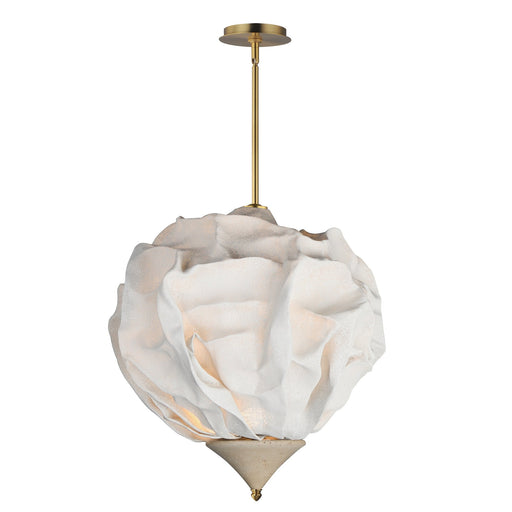 Shroud 28" LED Pendant in Natural Aged Brass