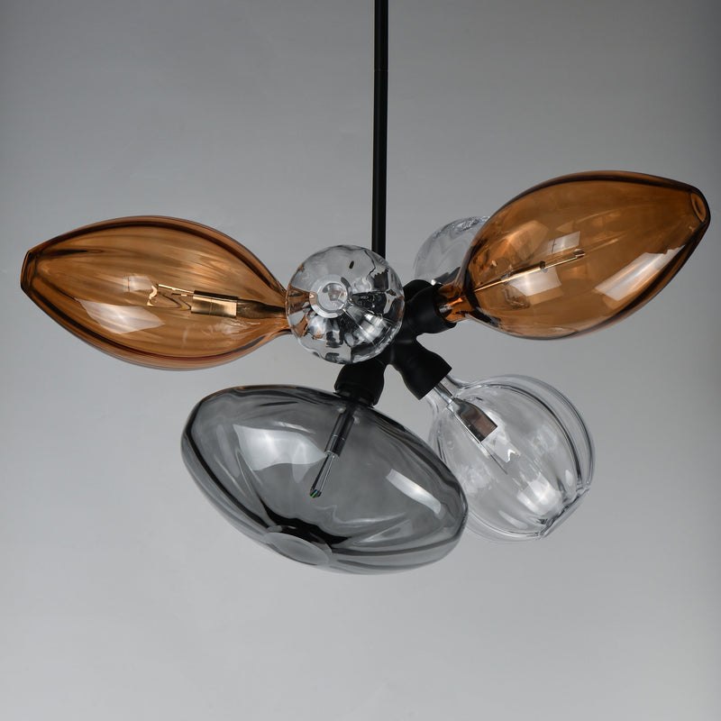 Ray Dance Single Cluster 6-Light LED Pendant in Black