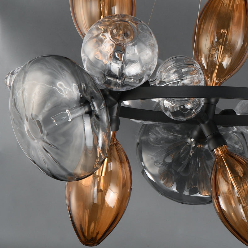 Ray Dance 18-Light 3-Cluster LED Chandelier in Black