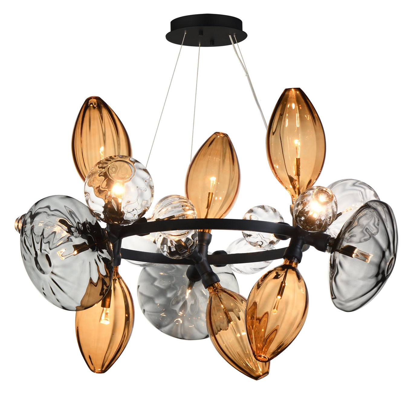 Ray Dance 18-Light 3-Cluster LED Chandelier in Black