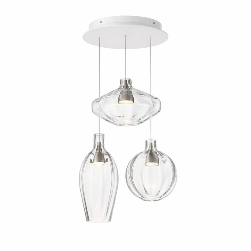 Ray Dance 3-Light LED Multi-Pendant in Brushed Aluminum