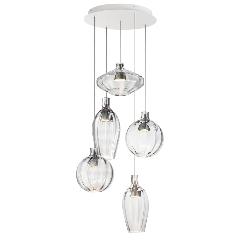 Ray Dance 5-Light LED Multi-Pendant in Brushed Aluminum