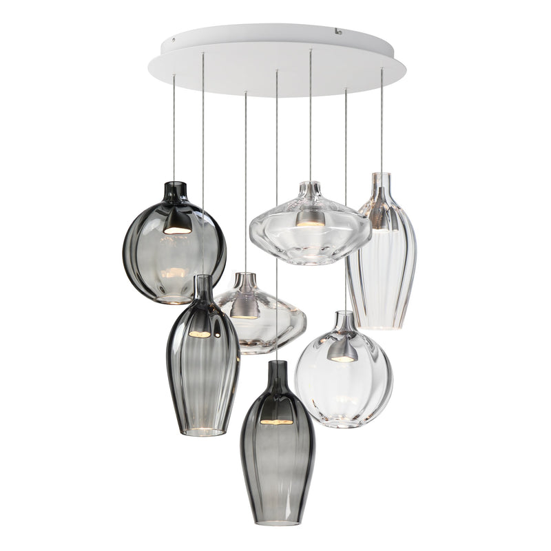 Ray Dance 7-Light LED Multi-Pendant in Brushed Aluminum