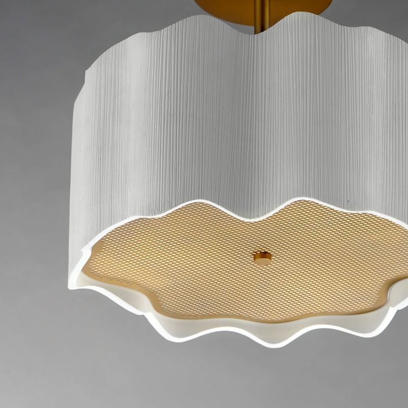 Curtain Call Semi-Flush Mount in White / Gold