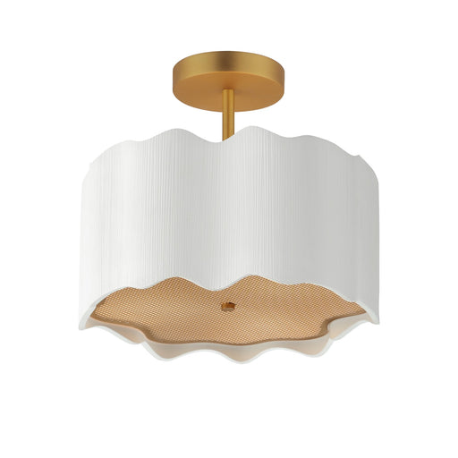 Curtain Call Semi-Flush Mount in White / Gold