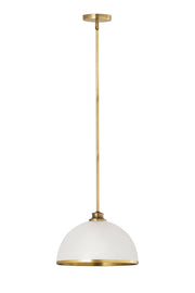 Landry 1 Light 14" Pendant in Matte White + Rubbed Brass