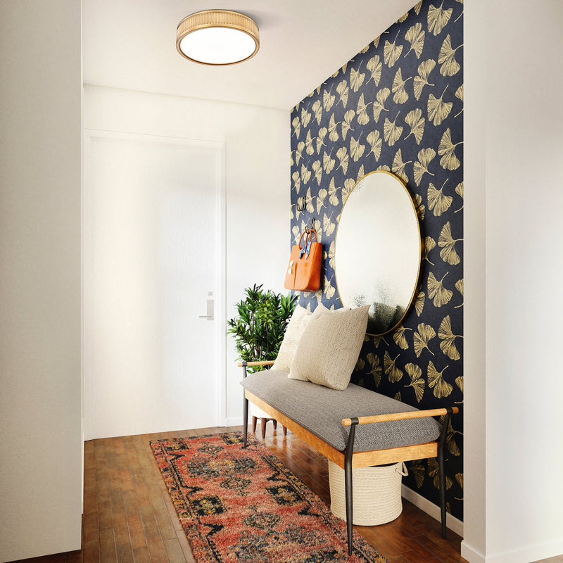 Stari 1 Light 12.75" Flush Mount in Modern Gold in a room setting