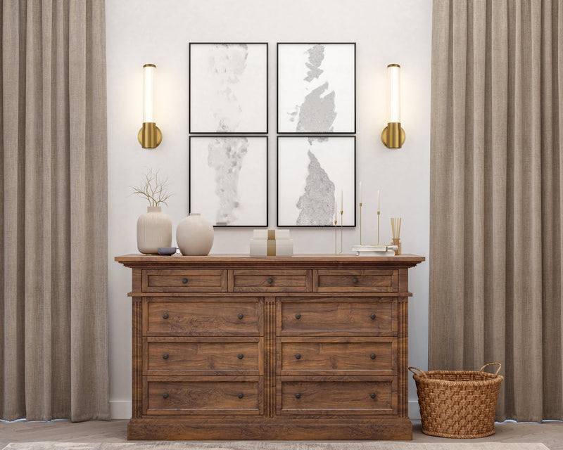 Warwick 1 Light 4.75" Wall Sconce in Modern Gold in a room setting
