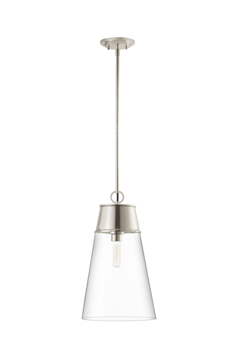 Wentworth 1 Light 11.5" Pendant in Polished Nickel