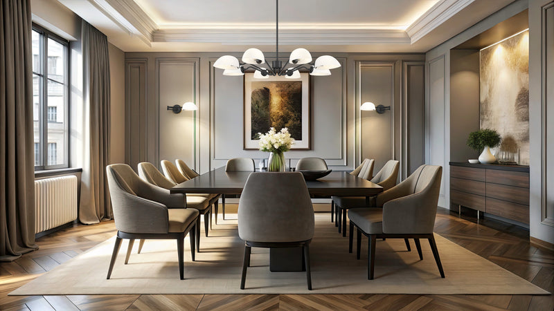 Breton 8 Light 46" Chandelier in Matte Black in a room setting
