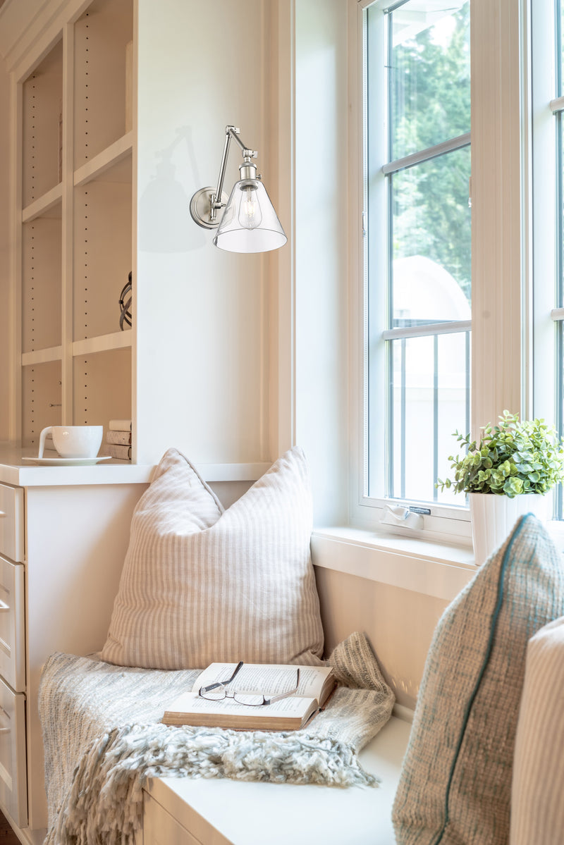Regent 1 Light Wall Sconce in Brushed Nickel in a room setting