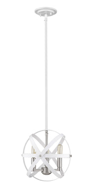 Cavallo 3 Light 12" Chandelier, Hammered White + Brushed Nickel in Hammered White + Brushed Nickel