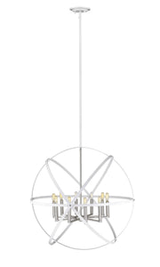 Cavallo 10 Light 36" Chandelier in Hammered White + Brushed Nickel
