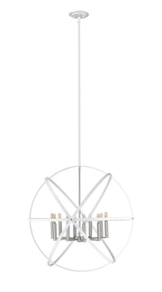 Cavallo 10 Light 36" Chandelier in Hammered White + Brushed Nickel