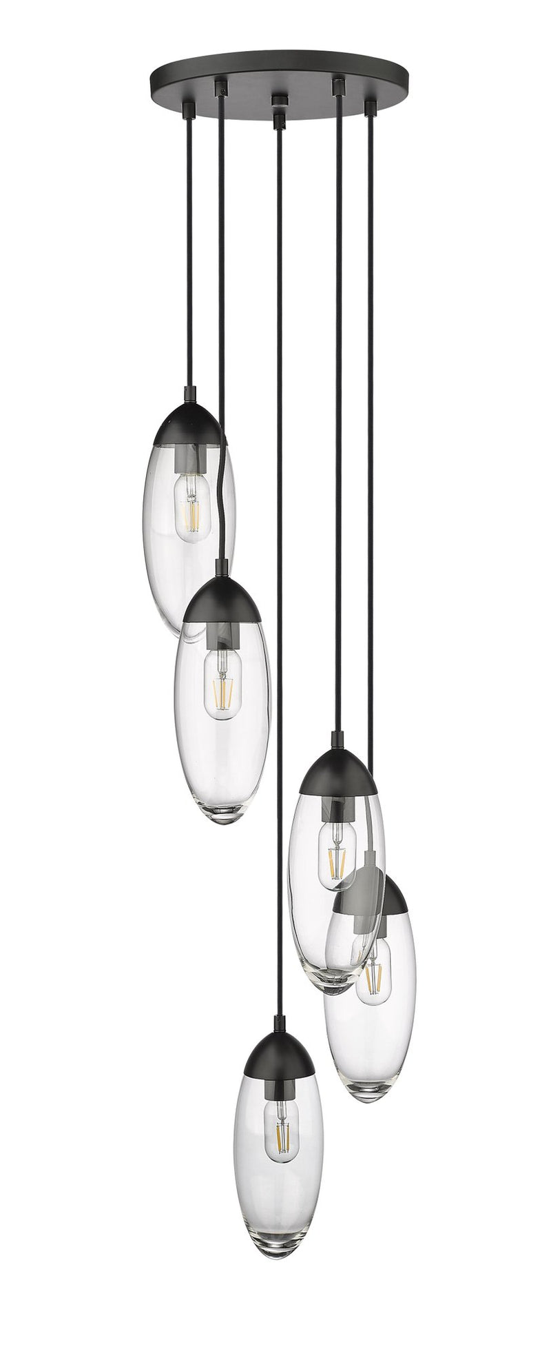 Arden 5 Light 12" Pendant in Matte Black