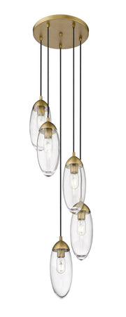 Arden 5 Light 12" Pendant in Rubbed Brass