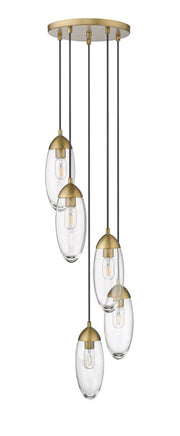 Arden 5 Light 12" Pendant in Rubbed Brass