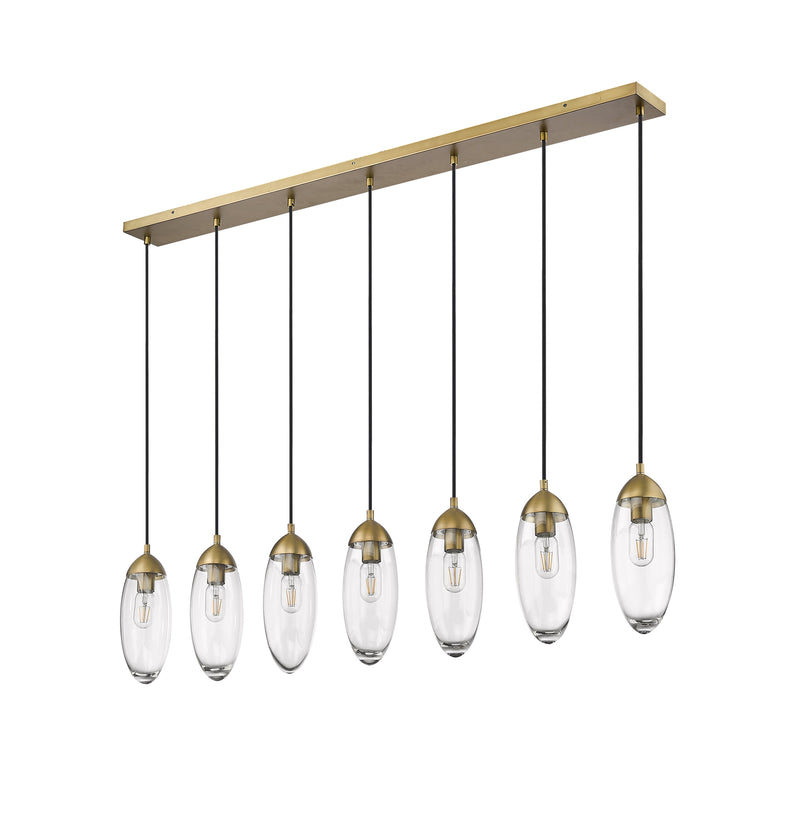 Arden 7 Light 54" Linear Pendant in Rubbed Brass