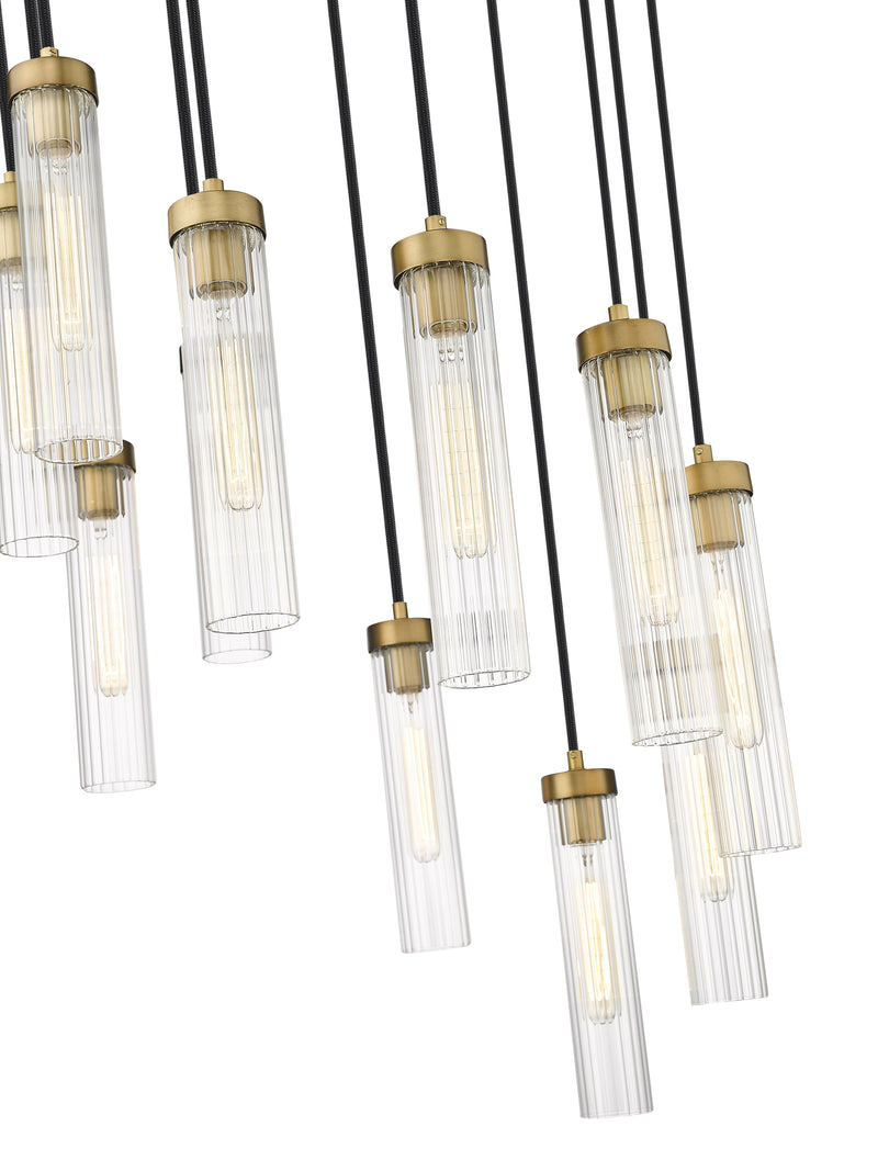 Beau 11 Light 24" Pendant in Rubbed Brass
