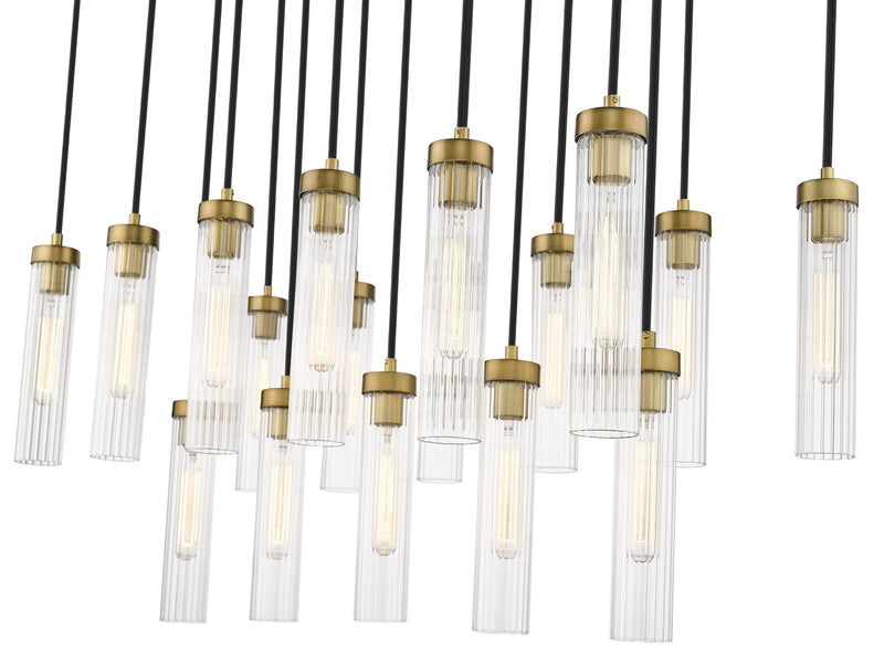 Beau 17 Light 42" Linear Pendant in Rubbed Brass