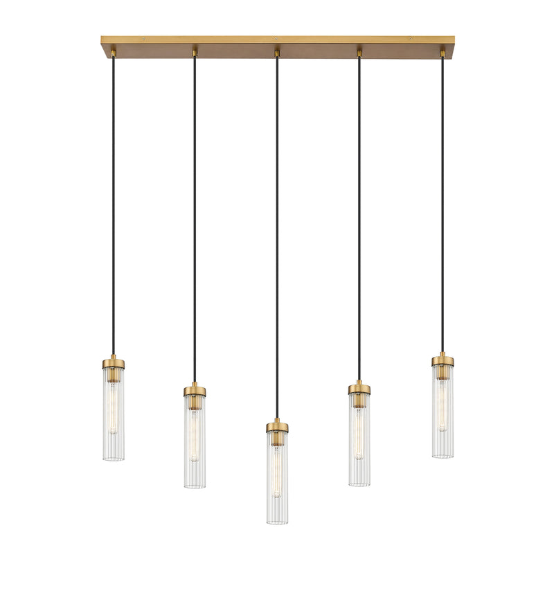 Beau 5 Light 42" Linear Pendant in Rubbed Brass