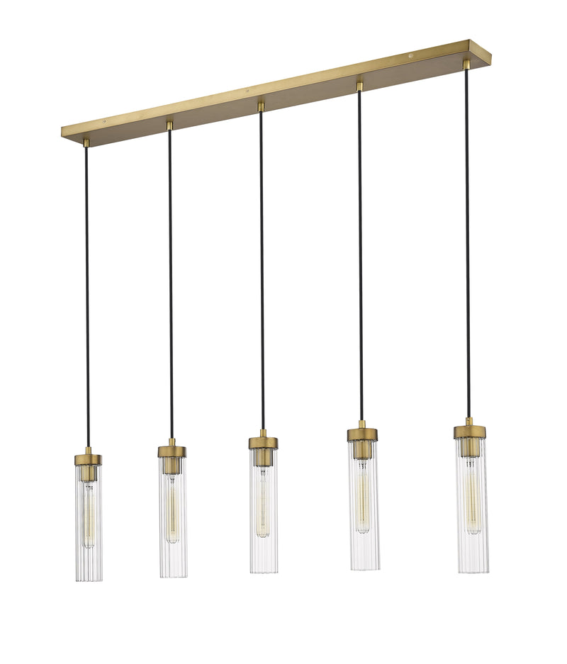 Beau 5 Light 42" Linear Pendant in Rubbed Brass