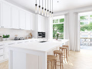 Beau 7 Light 54" Linear Pendant in Matte Black in a room setting