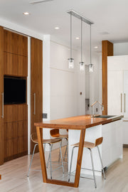 Thayer 3 Light 4.75" Pendant, Brushed Nickel in Brushed Nickel in a room setting