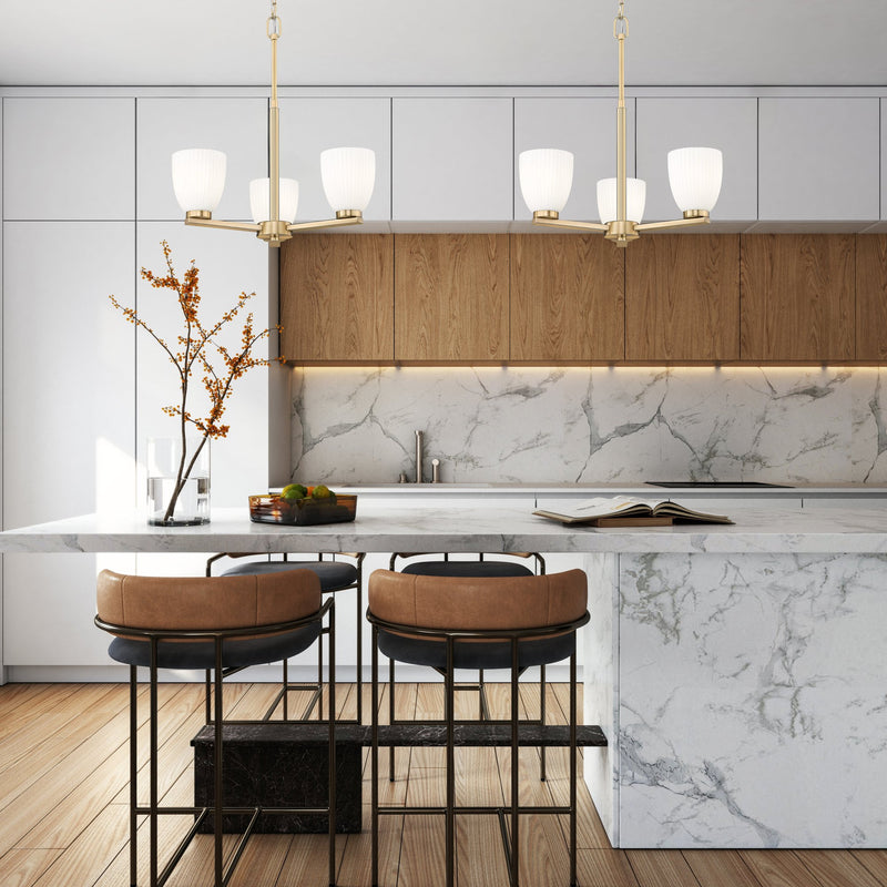 Naya 3 Light 19.25" Chandelier in Modern Gold in a room setting