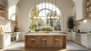 Renaud 7 Light 58.75" Linear Pendant in Modern Gold in a room setting
