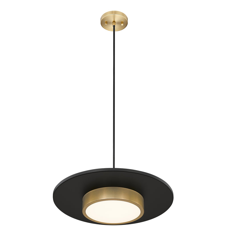 Ludo 1 Light 20" Pendant in Matte Black + Modern Gold