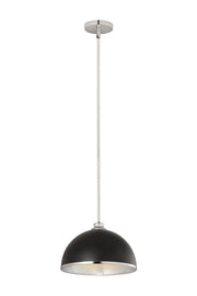 Landry 1 Light 14" Pendant in Matte Black + Chrome