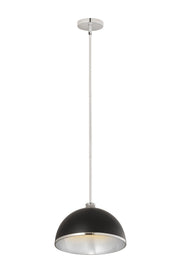 Landry 1 Light 14" Pendant in Matte Black + Chrome
