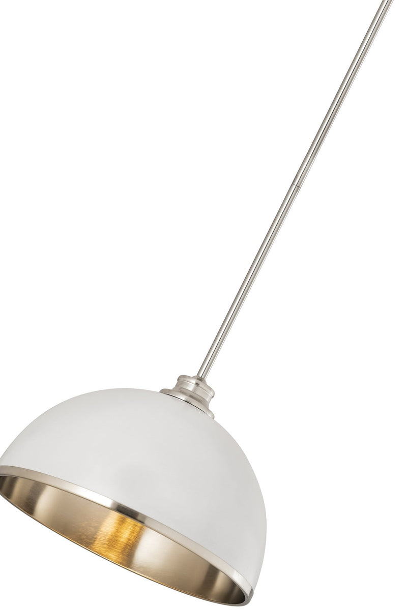 Landry 1 Light 14" Pendant in Matte White + Brushed Nickel