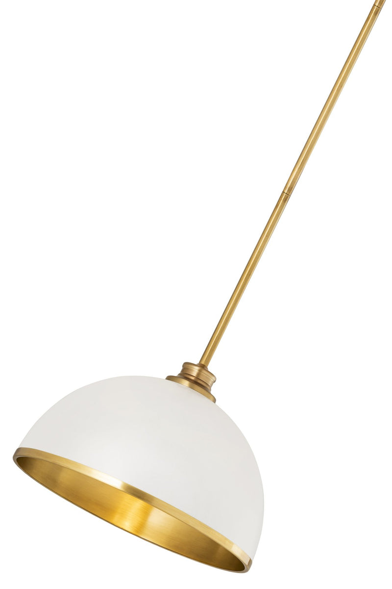 Landry 1 Light 14" Pendant in Matte White + Rubbed Brass