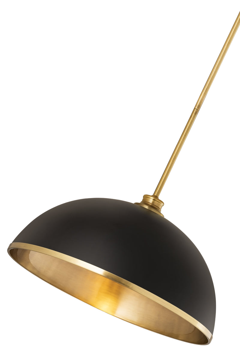 Landry 1 Light 20" Pendant in Matte Black + Rubbed Brass